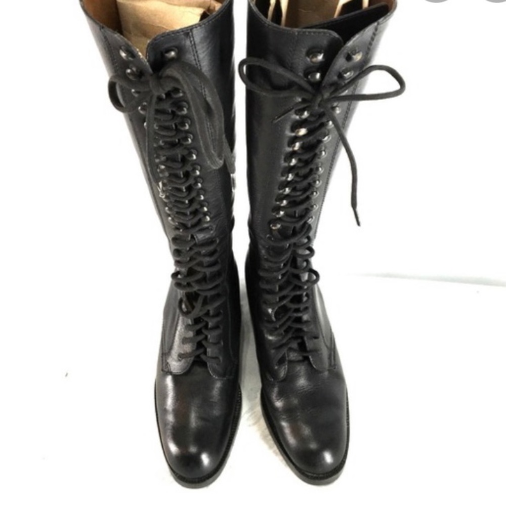 Lace up leather boots